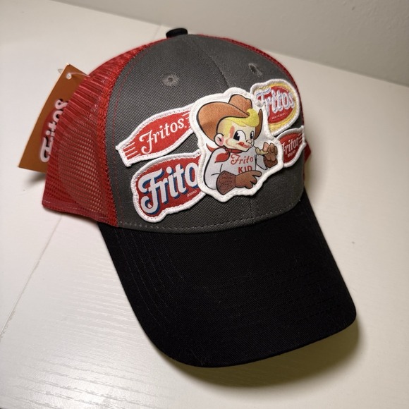 Fritos Other - Fritos Multi Logo Hat Frito Kid Trucker Hat Men's Adjustable Red Mesh Cap NWT